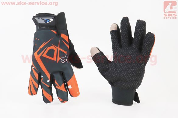 Фото товара – Перчатки мотоциклетные L-Чёрно-Оранжевые (сенсорный палец)