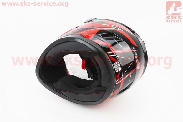 Фото товара – Шлем интеграл, закрытый BLD-М65 S (55-56см), ЧЁРНЫЙ глянец с красным рисунком