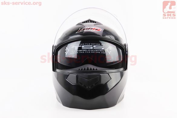 Фото товара – Шлем модуляр, закрытый с откидным подбородком+откидные очки BLD-159 L (59-60см), ЧЁРНЫЙ глянец