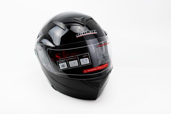 Фото товара – Шлем закрытый с откидным подбородком+очки JK-111 M- ЧЕРНЫЙ глянец