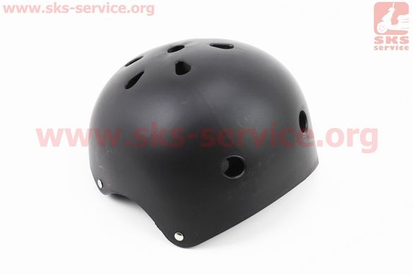 Фото товара – Шлем велосипедный подростковый BMX S (52-54см), 11 вент. отверстий, чёрный матовый