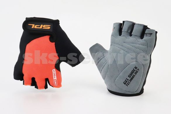 Фото товара – Перчатки без пальцев S с гелевыми вставками под ладонь, чёрно-оранжевые SBG-1457