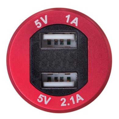 Фото товару – Автомобільний зарядний пристрій 2 USB 12-24V урізне в планку + вольтметр метал.