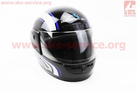 Фото товара – Шлем закрытый HF-101 L- ЧЕРНЫЙ с сине-серым рисунком Q233-BL