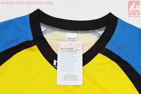 Фото товара – Футболка (Джерси) для мужчин М - (Polyester 100%), короткие рукава, свободный крой, желто-сине-черная