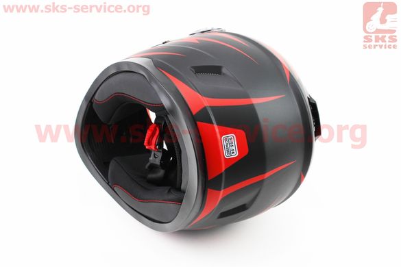 Фото товара – Шлем закрытый SCO-М65 S- ЧЕРНЫЙ матовый с красным рисунком