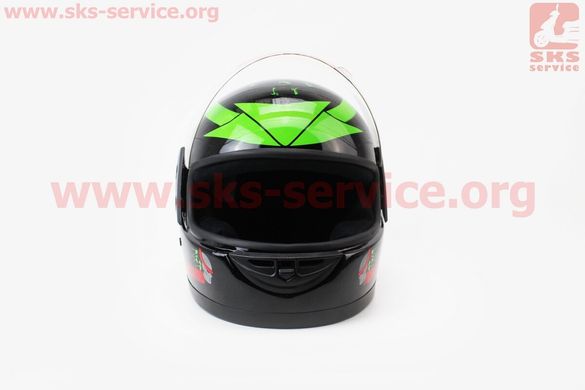 Фото товара – Шлем закрытый 825-4 S- ЧЕРНЫЙ с рисунком зеленым "хищник" (возможны дефекты покраски)