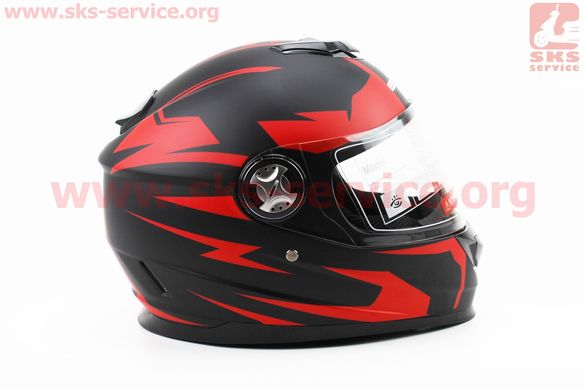 Фото товара – Шлем закрытый SCO-М65 S- ЧЕРНЫЙ матовый с красным рисунком