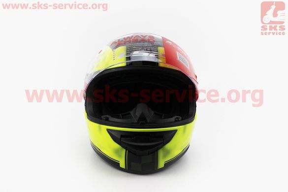 Фото товара – Шлем закрытый ROOKIE FAN FF352 XL - ЖЕЛТЫЙ с рисунком черным