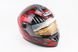 Шлем закрытый HF-122 S- ЧЕРНЫЙ глянец с красно-серым рисунком IRON Q238, фото – 1