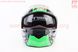 Шлем модуляр, закрытый с откидным подбородком+откидные очки BLD-159 S (55-56см), ЧЁРНЫЙ глянец с зелёно-серым рисунком, фото – 7