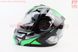 Шлем модуляр, закрытый с откидным подбородком+откидные очки BLD-159 S (55-56см), ЧЁРНЫЙ глянец с зелёно-серым рисунком, фото – 5