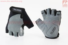 Фото товара – Перчатки без пальцев S черно-серые, с гелевыми вставками под ладонь SBG-1457