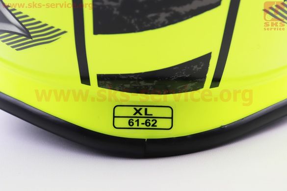 Фото товара – Шлем кроссовый/эндуро/АТV HF-116 XL 61-62см (наш замер 57-58см М), NEON YELLOW глянец с чёрно-белым рисунком Q70