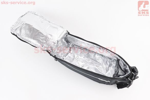 Фото товара – Сумка-термо на багажник, светоотражающие полосы, чёрно-серая