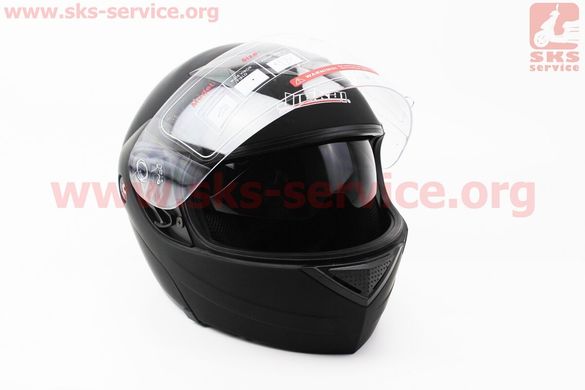 Фото товара – Шлем закрытый с откидным подбородком+очки JK-111 M- ЧЕРНЫЙ матовый