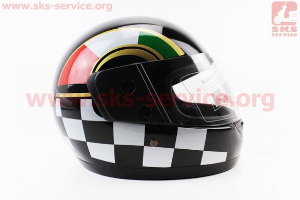 Фото товара – Шлем закрытый 825-1 XS- ЧЕРНЫЙ с красной полосой (возможны царапины, дефекты покраски)