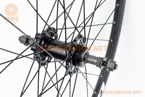 Фото товара &ndash; Колесо 26" заднее Disk-brake, обод "капля" алюминиевый, втулка 14Gx36H, пром-подшипники 6000 2RS, под вольнобег, крепл. гайка, "GRAVITY"