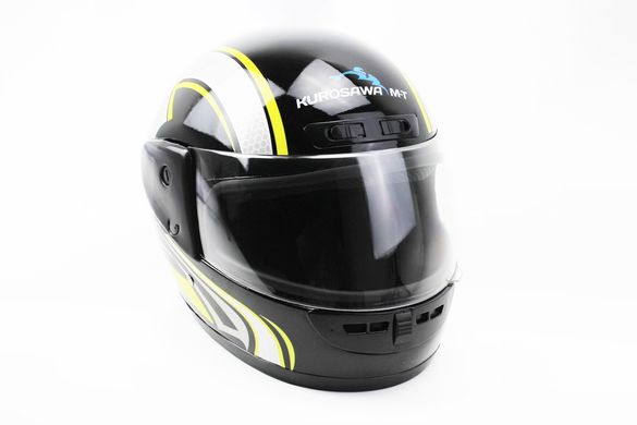 Фото товара – Шлем закрытый HF-101 M- ЧЕРНЫЙ с желто-серым рисунком Q233-Y