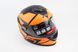 Шлем интеграл, закрытый BLD-М65 S (55-56см), ЧЁРНЫЙ матовый с оранжевым рисунком, фото – 1