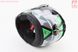 Шлем модуляр, закрытый с откидным подбородком+откидные очки BLD-159 L (59-60см), ЧЁРНЫЙ глянец с зелёно-серым рисунком, фото – 3
