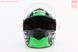 Шлем модуляр, закрытый с откидным подбородком+откидные очки BLD-159 L (59-60см), ЧЁРНЫЙ глянец с зелёно-серым рисунком, фото – 7