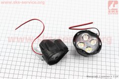 Фото товару – Фара додаткова світлодіодна вологозахисна - 4 LED з кріпленням, к-кт 2шт 64*50мм