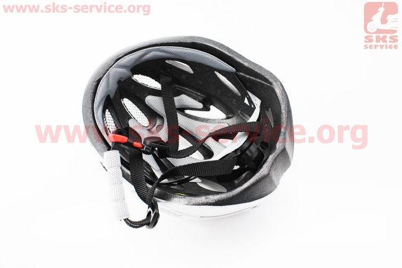 Фото товара – Шлем велосипедный L (58-61 см) съемный козырек, 18 вент. отверстия, системы регулировки по размеру Divider и Run System SRS, черно-бело-cерый AV-01