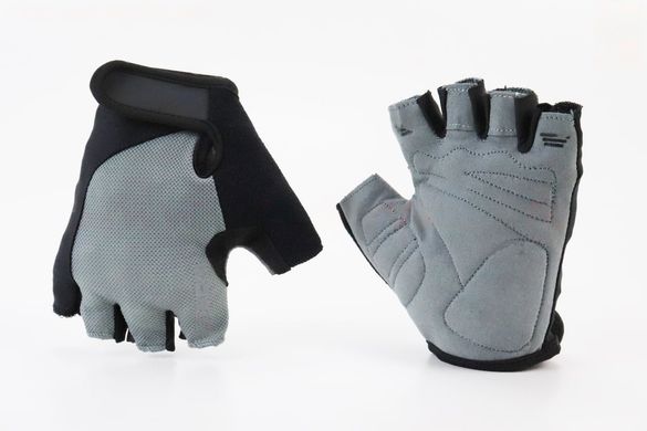Фото товара – Перчатки без пальцев M с гелевыми вставками под ладонь, чёрно-серые SBG-1457