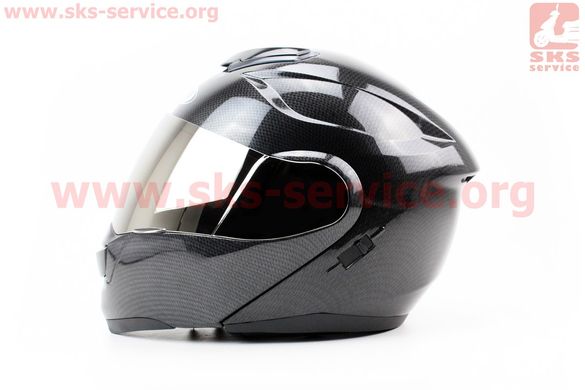 Фото товара – Шлем закрытый с откидным подбородком+очки HF-119 S- "КАРБОН"