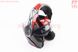 Шлем модуляр, закрытый с откидным подбородком+откидные очки BLD-159 L (59-60см), ЧЁРНЫЙ глянец с красно-серым рисунком, фото – 2