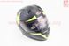 Шлем закрытый (сертификация DOT / ECE) + откидные очки SCO-M67 S (55-56см), ЧЕРНЫЙ матовый с салатово-серым рисунком, фото – 2