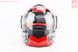 Шлем модуляр, закрытый с откидным подбородком+откидные очки BLD-159 L (59-60см), ЧЁРНЫЙ глянец с красно-серым рисунком, фото – 5
