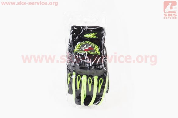 Фото товара – Перчатки мотоциклетные L-Чёрно-Салатовые (сенсорный палец)