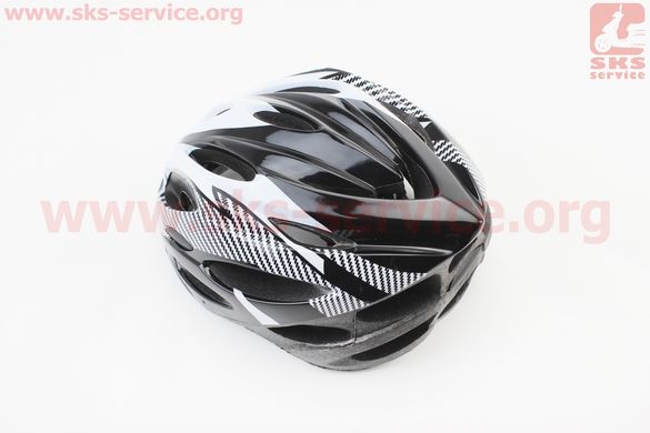 Фото товара – Шлем велосипедный L (54-62 см) съёмный козырёк, 21 вент. отверстий, чёрно-белый