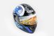 Шлем закрытый HF-122 L- ЧЕРНЫЙ глянец с сине-белым рисунком Q100B, фото – 1