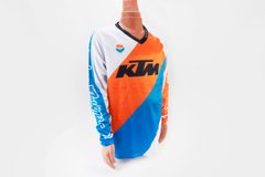 Фото товара – Футболка (Джерси) мужская L-(Polyester 100%), длинные рукава, свободный крой, бело-оранжево-синяя, НЕ оригинал