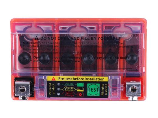Фото товара – Аккумулятор гелевой, 4AH-YTX4L-BS, оранж., 114*70*86 мм, С ИНДИКАТОРОМ - OUTDO