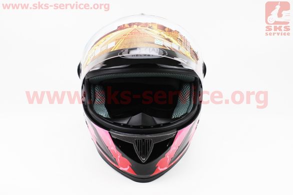 Фото товара – Шлем закрытый HF-122 XL- ЧЕРНЫЙ глянец с красно-белым рисунком Q100-R