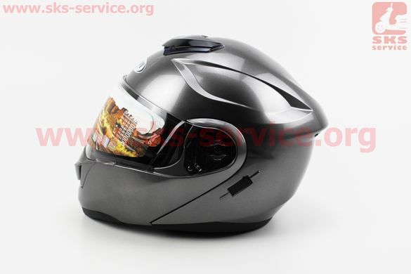 Фото товара – Шлем закрытый с откидным подбородком+очки HF-119 M- СЕРЫЙ глянец