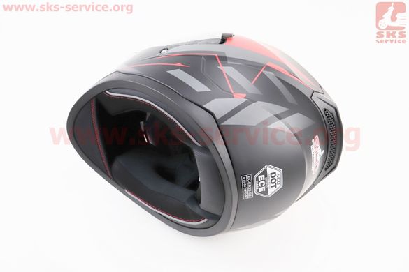 Фото товара – Шлем закрытый (сертификации DOT / ECE) + откидные очки SCO-M67 S (55-56см), ЧЕРНЫЙ матовый с красно-серым рисунком