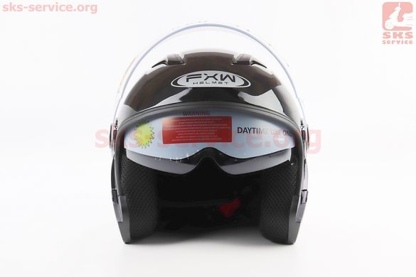 Фото товара – Шлем открытый+очки HF-223 S, ЧЁРНЫЙ глянец