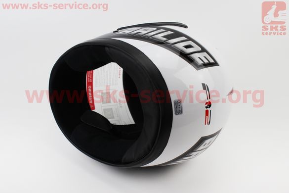 Фото товара – Шлем закрытый 825-2 S- БЕЛЫЙ с рисунком черным (возможны царапины, дефекты покраски)