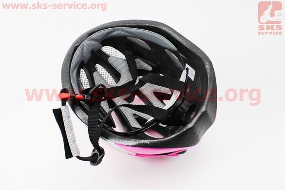 Фото товару – Шолом велосипедний M (54-57 см) знімний козирок, 18 вент. отворів, біло-рожевий AV-01