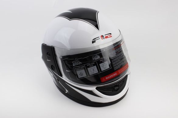 Фото товара – Шлем закрытый 825-2 S- БЕЛЫЙ с рисунком черным (возможны царапины, дефекты покраски)