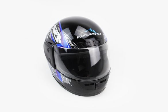 Фото товара – Шлем закрытый HF-101 M- ЧЕРНЫЙ с сине-серым рисунком Q23-BL