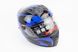 Шлем закрытый +очки BLD-М61 S- ЧЕРНЫЙ с синим рисунком, фото – 1
