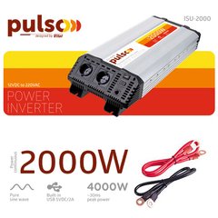 Фото товара – Преобразователь напряжения PULSO/ISU-2000/12V-220V/2000W/USB-5VDC2.0A/син.волна/клеммы
