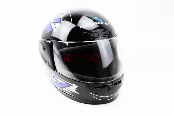 Фото товара – Шлем закрытый HF-101 M- ЧЕРНЫЙ с сине-серым рисунком Q42-BL