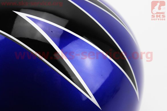 Фото товара – Шлем закрытый 825-2 S- СИНИЙ с рисунком черным (возможны царапины, дефекты покраски)